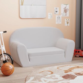 Loungestoel voor kinderen uitklapbaar lichtgrijs