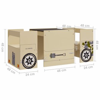 3-delige Kindertafel- en stoelenset off-road-auto-ontwerp MDF