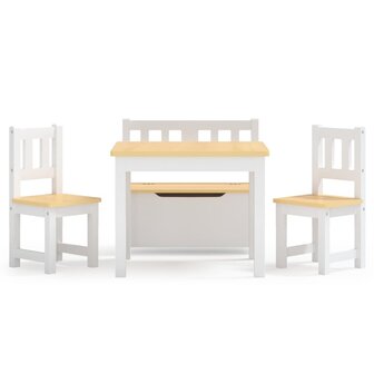 4-delige Kindertafel- en stoelenset MDF wit en beige