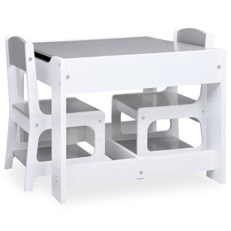 Kindertafel met 2 stoelen MDF wit