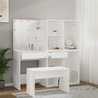 Kaptafelset met LED&#039;s bewerkt hout wit