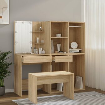 Kaptafelset met LED&#039;s bewerkt hout sonoma eikenkleurig