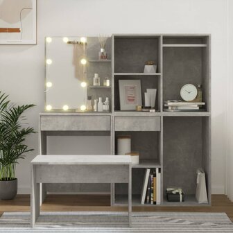 Kaptafelset met LED&#039;s bewerkt hout betongrijs