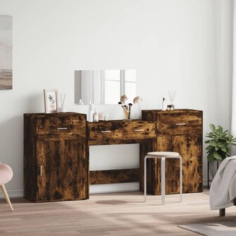 4-delige Kaptafelset bewerkt hout gerookt eikenkleurig