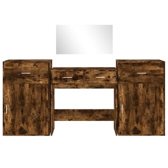 4-delige Kaptafelset bewerkt hout gerookt eikenkleurig