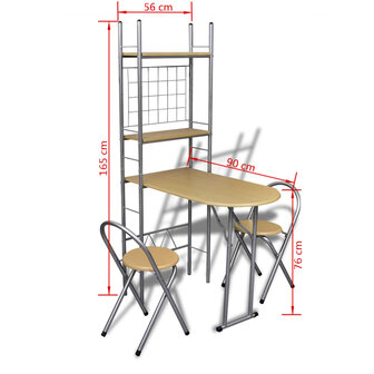 Ontbijttafelset met twee stoelen (inklapbaar)