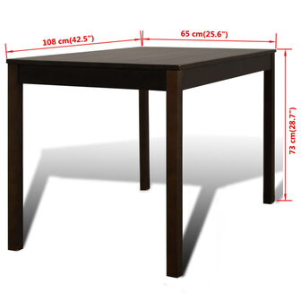 Eettafel met 4 stoelen hout bruin