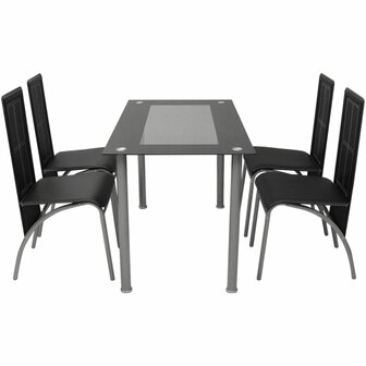 Eetkamerset 5-delig zwart