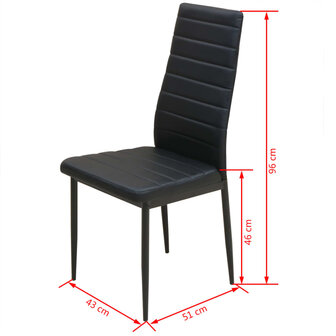 Eetkamerset tafel en stoel zwart 3-delig