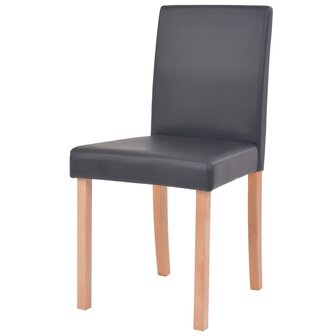 Eettafel met stoelen kunstleer en eikenhout zwart 7 st
