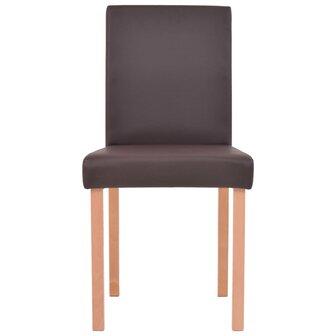 Eettafel met stoelen kunstleer en eikenhout bruin 7 st