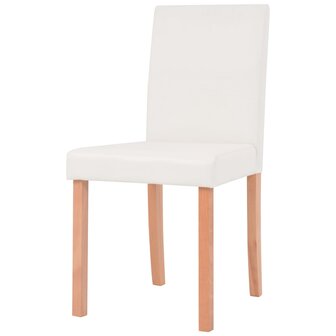 Eettafel met stoelen kunstleer en eikenhout cr&egrave;me 7-delig