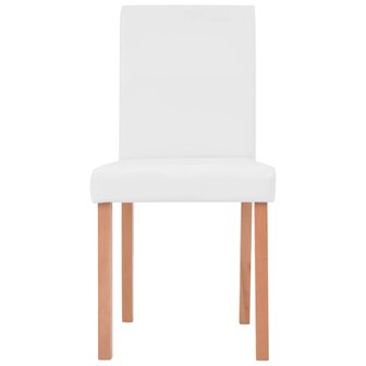 Eettafel met stoelen kunstleer en eikenhout cr&egrave;me 7-delig