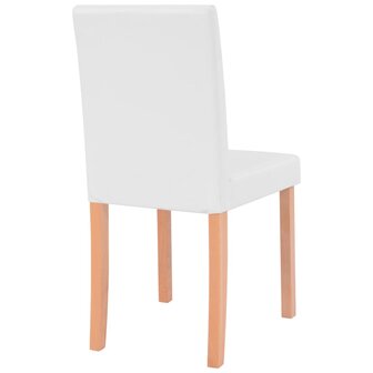 Eettafel met stoelen kunstleer en eikenhout cr&egrave;me 7-delig