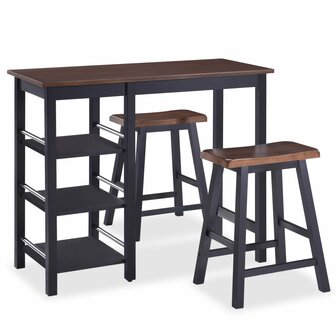 3-delige Barset MDF zwart