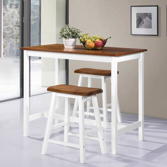 3-delige Bartafel en -krukkenset massief hout