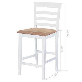 Bartafel en 4 barstoelen set hout wit