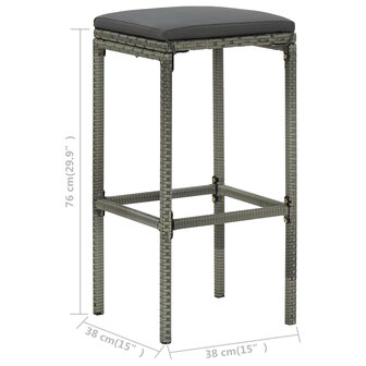 3-delige Barset poly rattan grijs