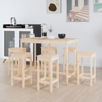 7-delige Barset massief grenenhout