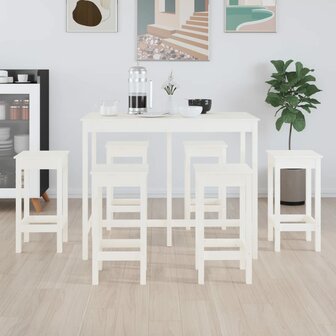 7-delige Barset massief grenenhout wit