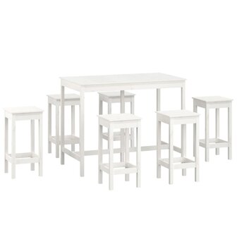 7-delige Barset massief grenenhout wit