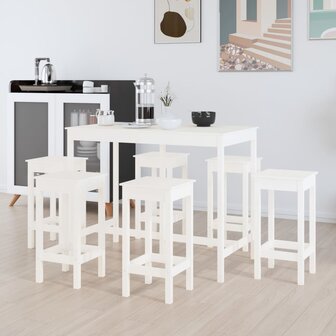 7-delige Barset massief grenenhout wit