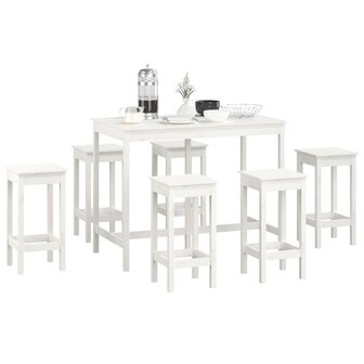7-delige Barset massief grenenhout wit