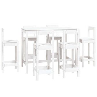 7-delige Barset massief grenenhout wit