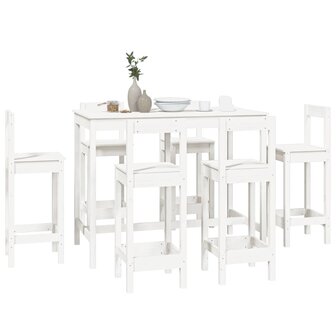 7-delige Barset massief grenenhout wit