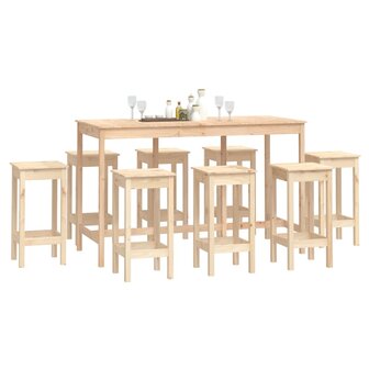 9-delige Barset massief grenenhout