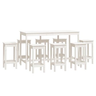 9-delige Barset massief grenenhout wit