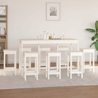 9-delige Barset massief grenenhout wit