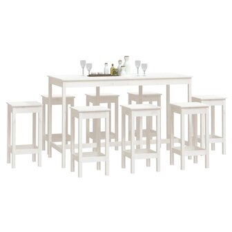 9-delige Barset massief grenenhout wit