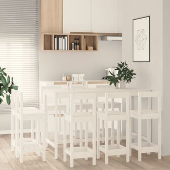 9-delige Barset massief grenenhout wit