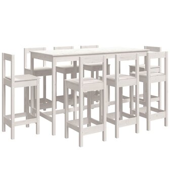 9-delige Barset massief grenenhout wit
