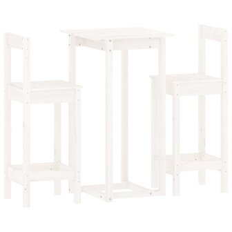 3-delige Barset massief grenenhout wit