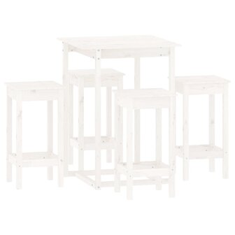 5-delige Barset massief grenenhout wit