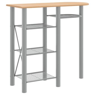 Barset 3-delig bewerkt hout en ijzer grijs en bruin
