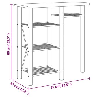 Barset 3-delig bewerkt hout en ijzer grijs en bruin