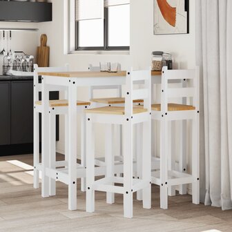 5-delige Barset massief grenenhout wit
