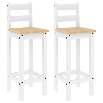 Barstoelen 2 st massief grenenhout wit