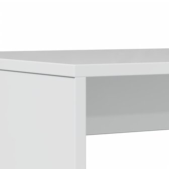 3-delige Eettafel en bankenset bewerkt hout hoogglans wit