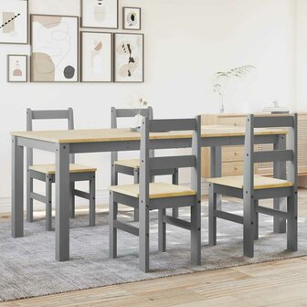 5-delige Eetset Panama massief grenenhout grijs