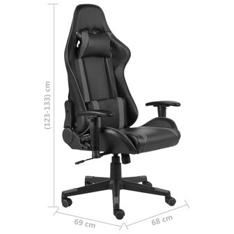 Gamestoel draaibaar PVC grijs