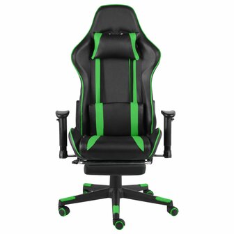 Gamestoel draaibaar met voetensteun PVC groen