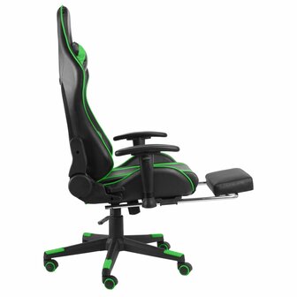 Gamestoel draaibaar met voetensteun PVC groen