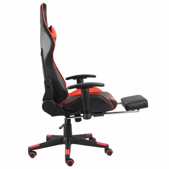 Gamestoel draaibaar met voetensteun PVC rood