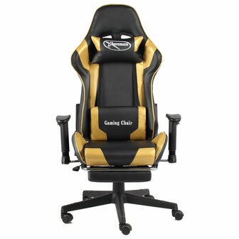 Gamestoel draaibaar met voetensteun PVC goudkleurig