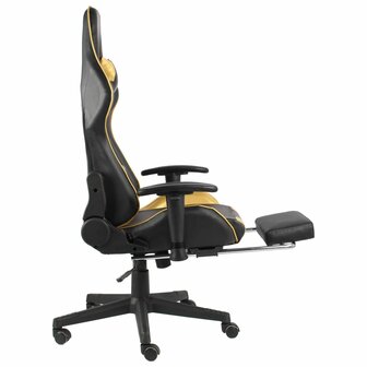 Gamestoel draaibaar met voetensteun PVC goudkleurig