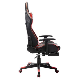 Gamestoel met voetensteun kunstleer zwart en rood
